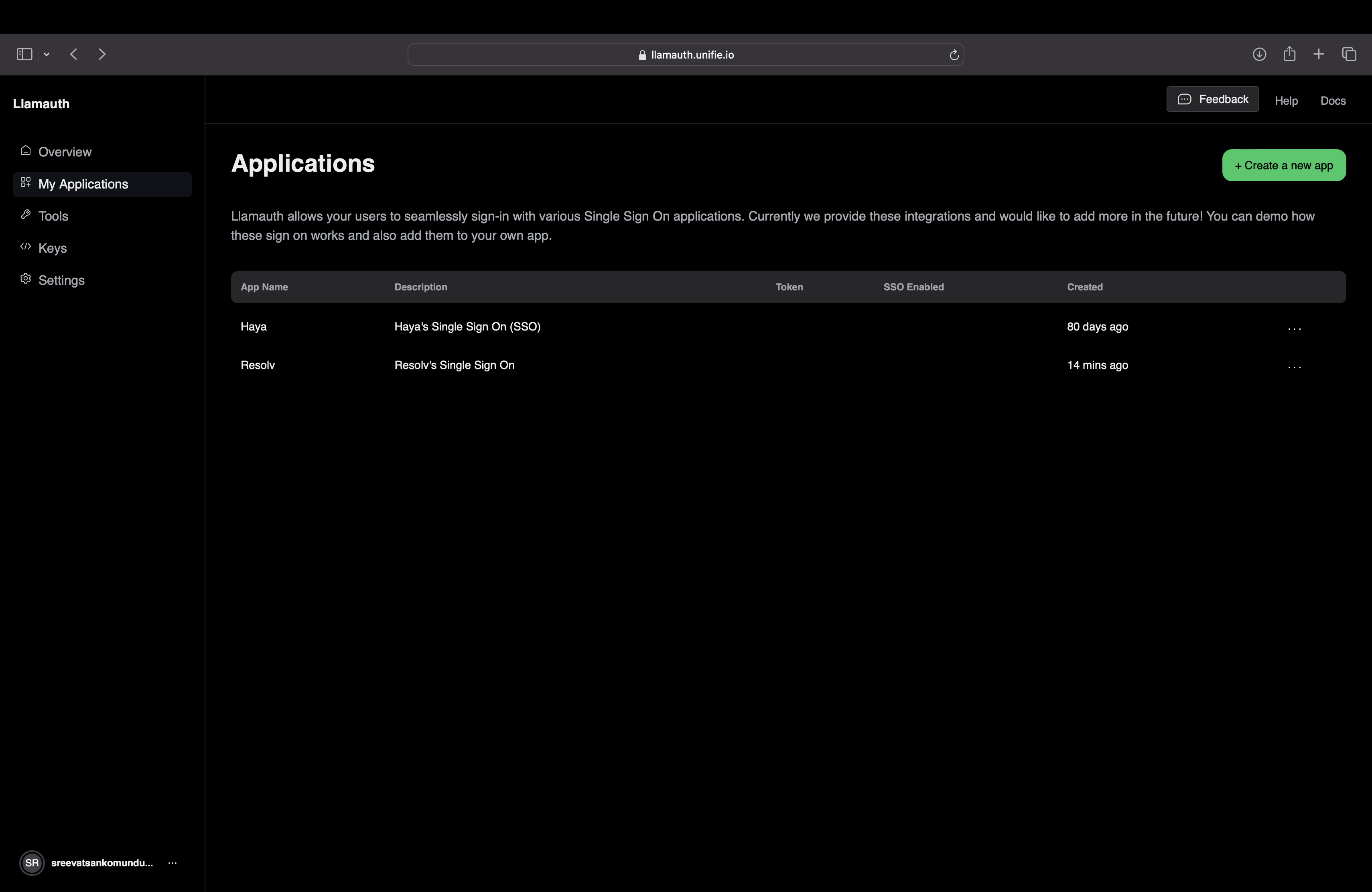 Application Dashboard
