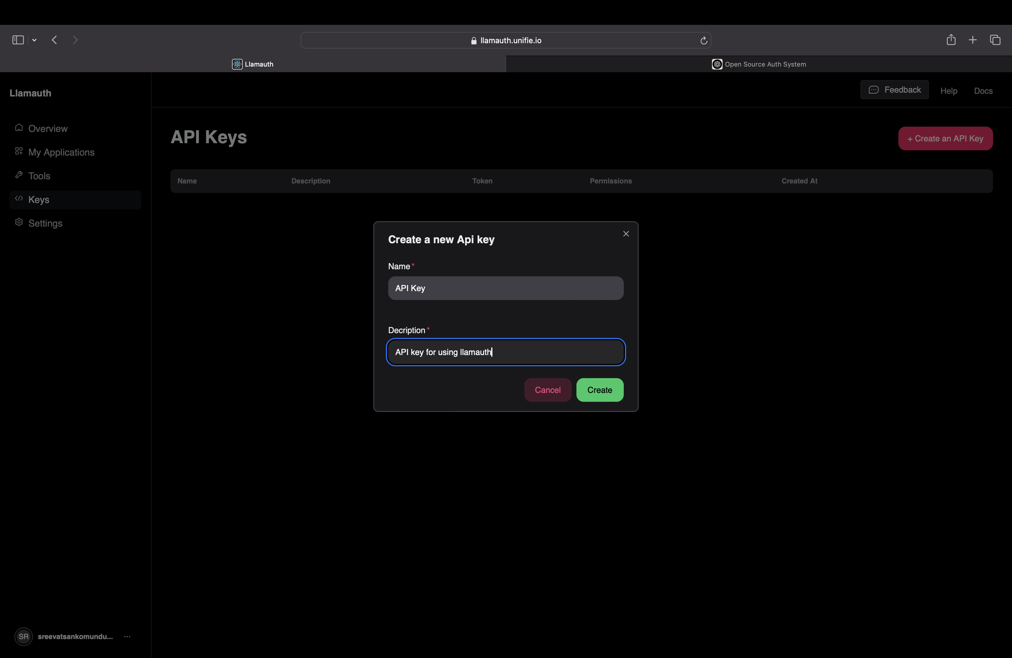 API Key Creation