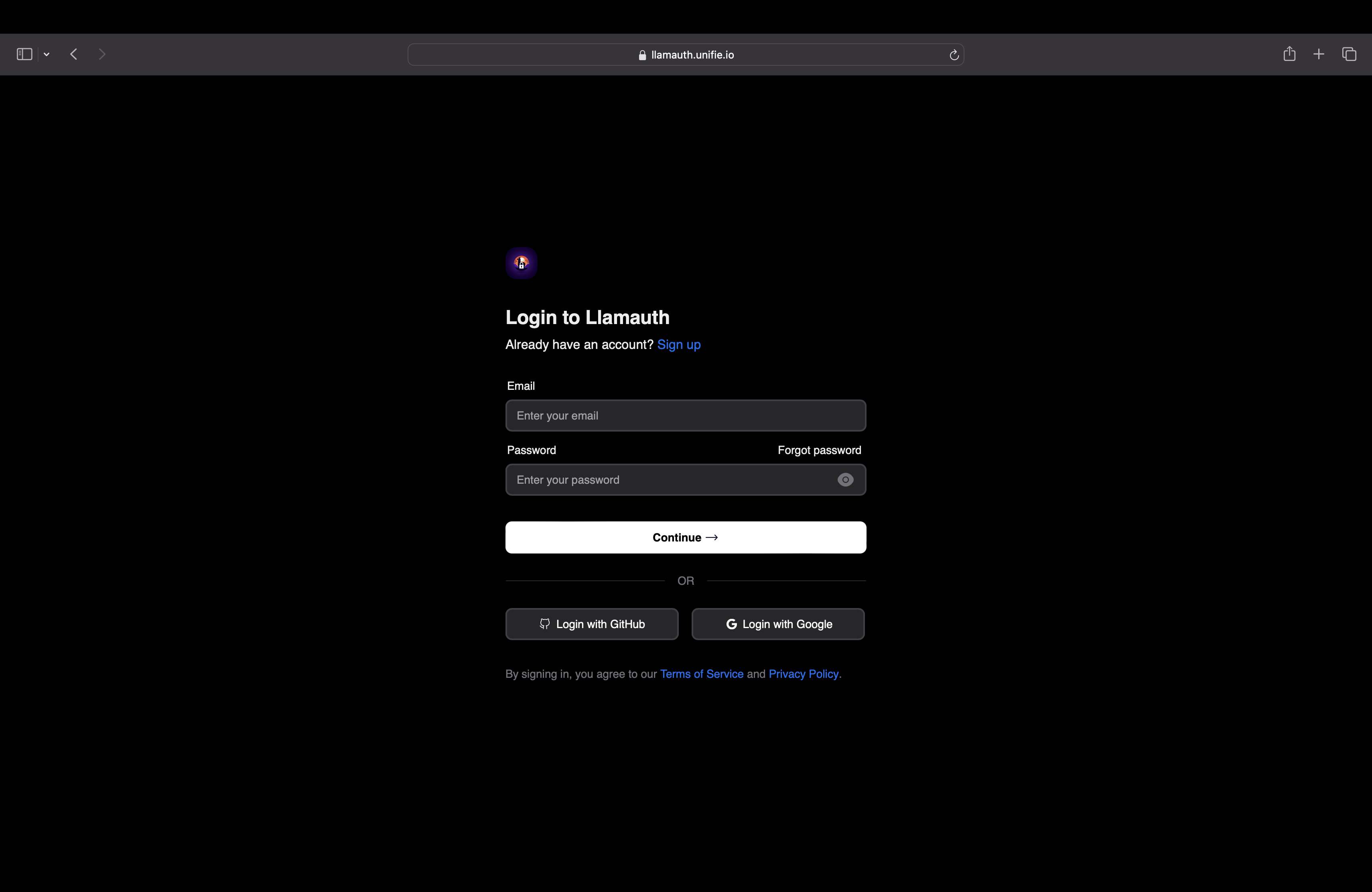 Llamauth Homepage